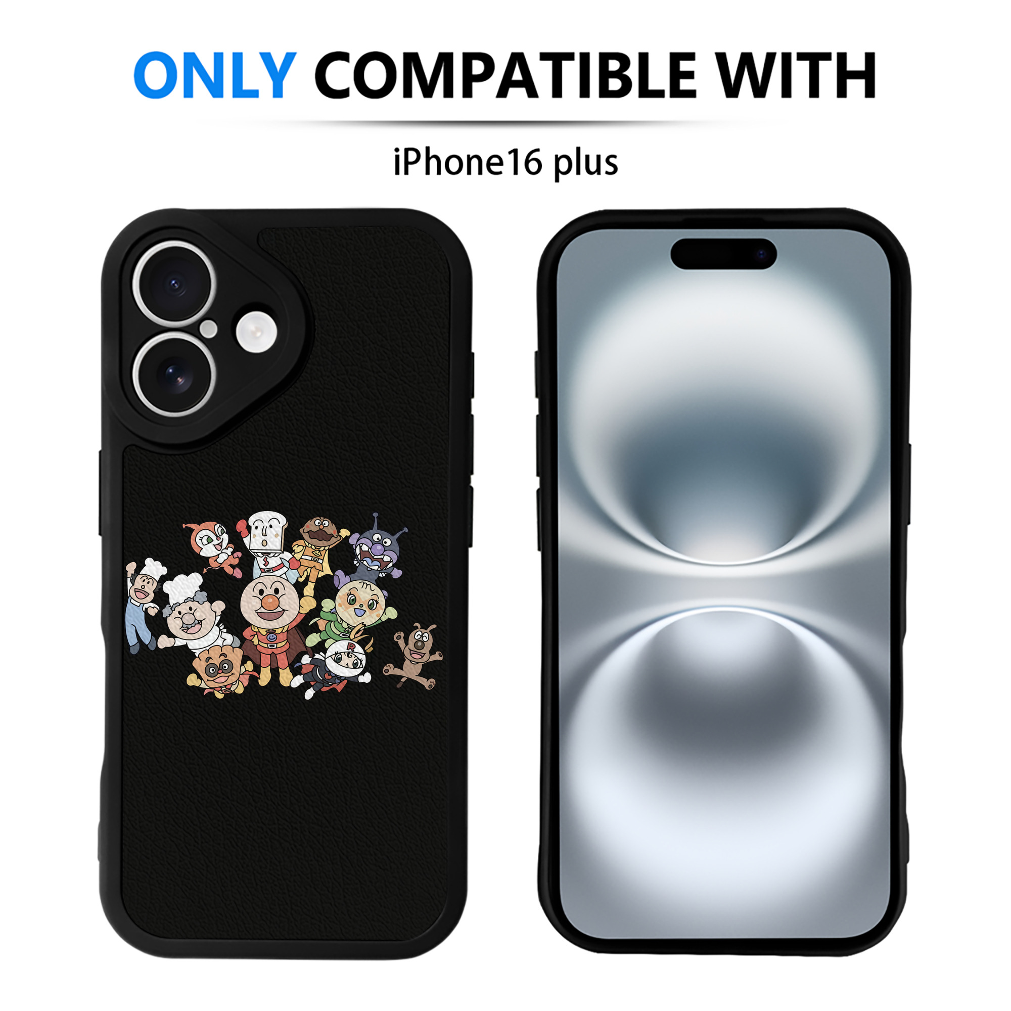 （画像用） アンパンマン Anpanman 【iPhone 16シリーズ対応】シリコンスマホケース（レザー調） 材質：シリコン